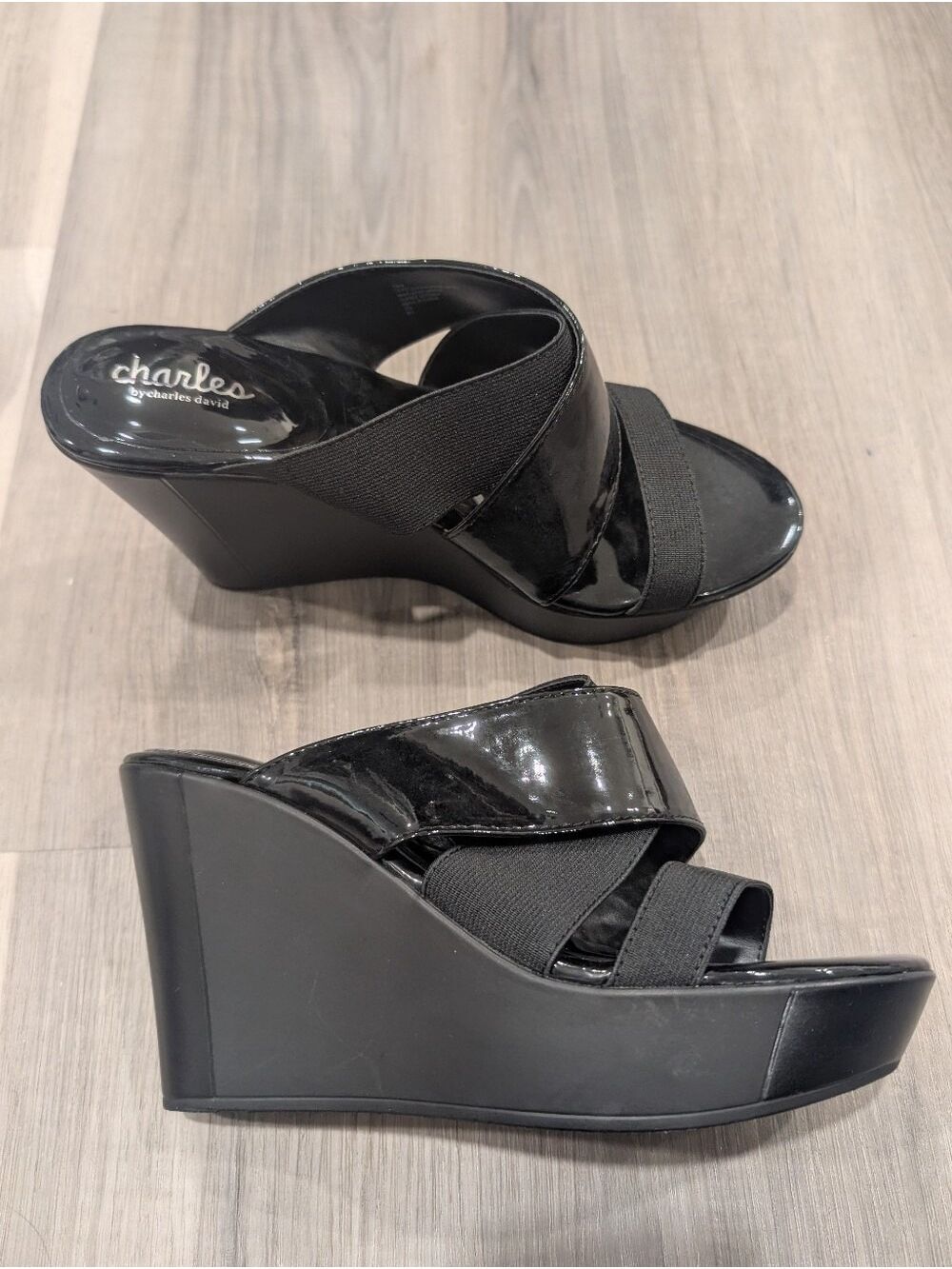 Charles by Charles David | Fefe Crisscross Wedge Sandals In Black